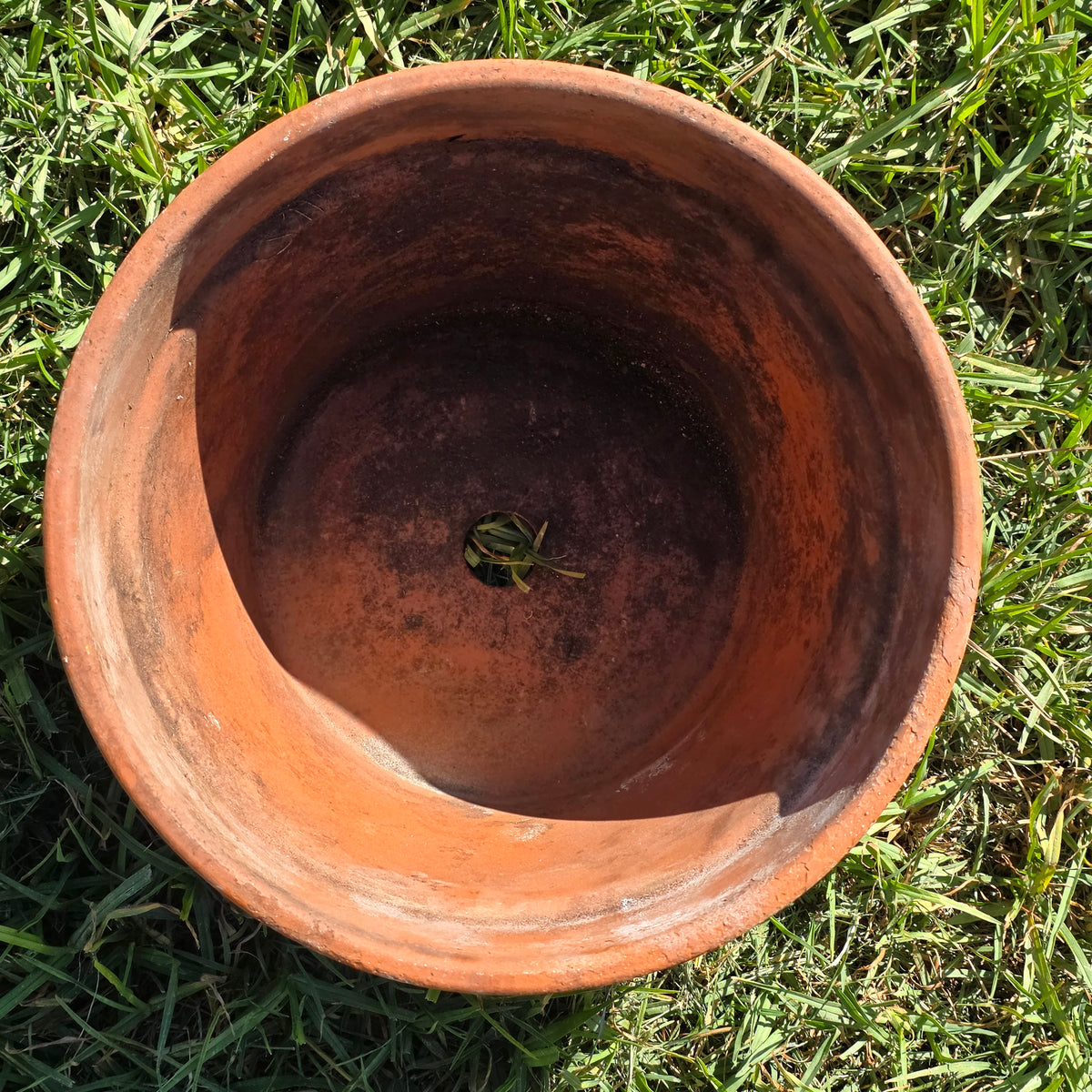 Vintage Italy Terracotta Flower Pot 10.5" Large Aged Clay Planter Patina No 27