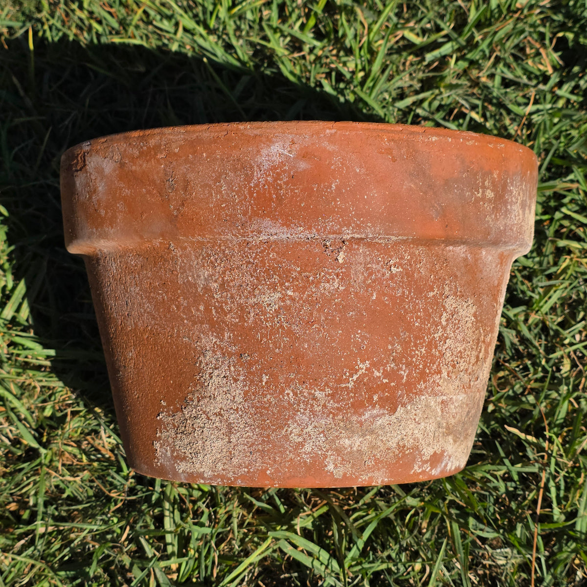 Vintage Italy Terracotta Flower Pot 10.5" Large Aged Clay Planter Patina No 27