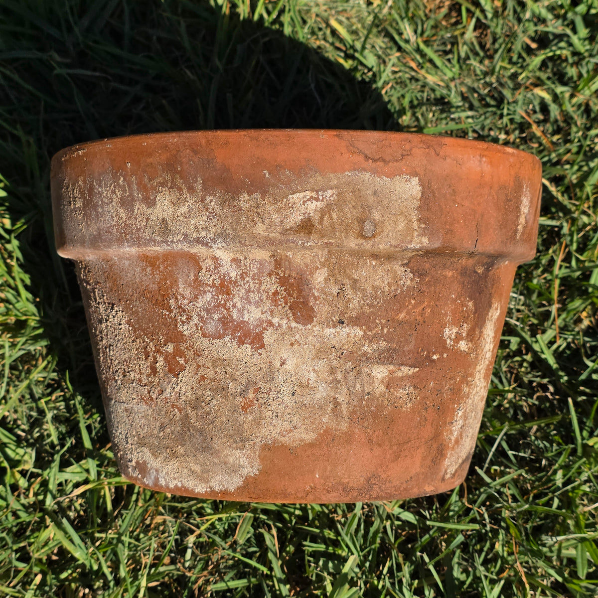 Vintage Italy Terracotta Flower Pot 10.5" Large Aged Clay Planter Patina No 27