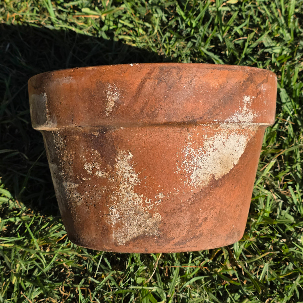 Vintage Italy Terracotta Flower Pot 10.5" Large Aged Clay Planter Patina No 27