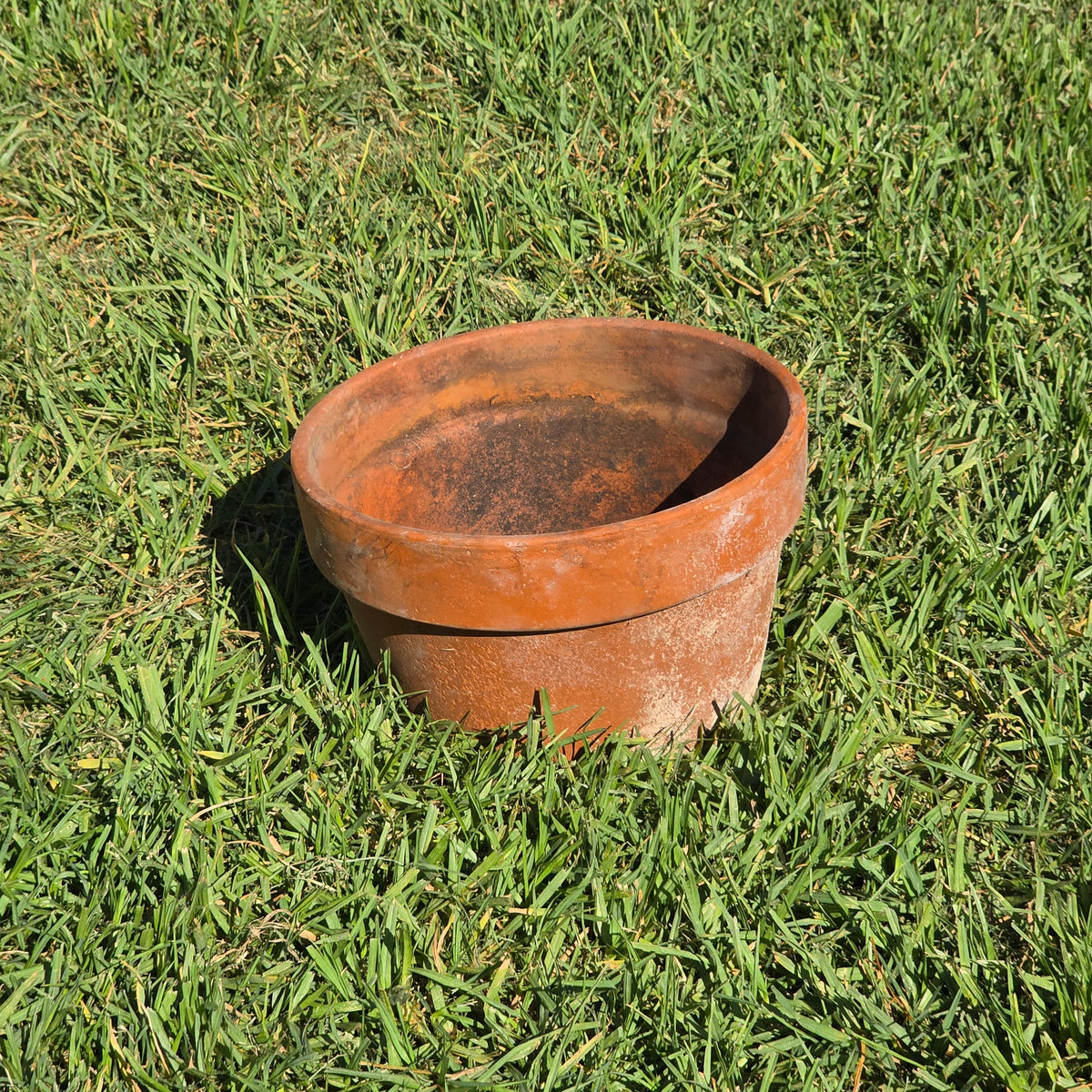 Vintage Italy Terracotta Flower Pot 10.5" Large Aged Clay Planter Patina No 27