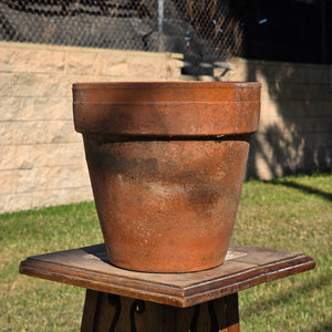 Vintage Terracotta Plant Pot 9" Weathered Clay Planter Garden Flower Aged Heavy