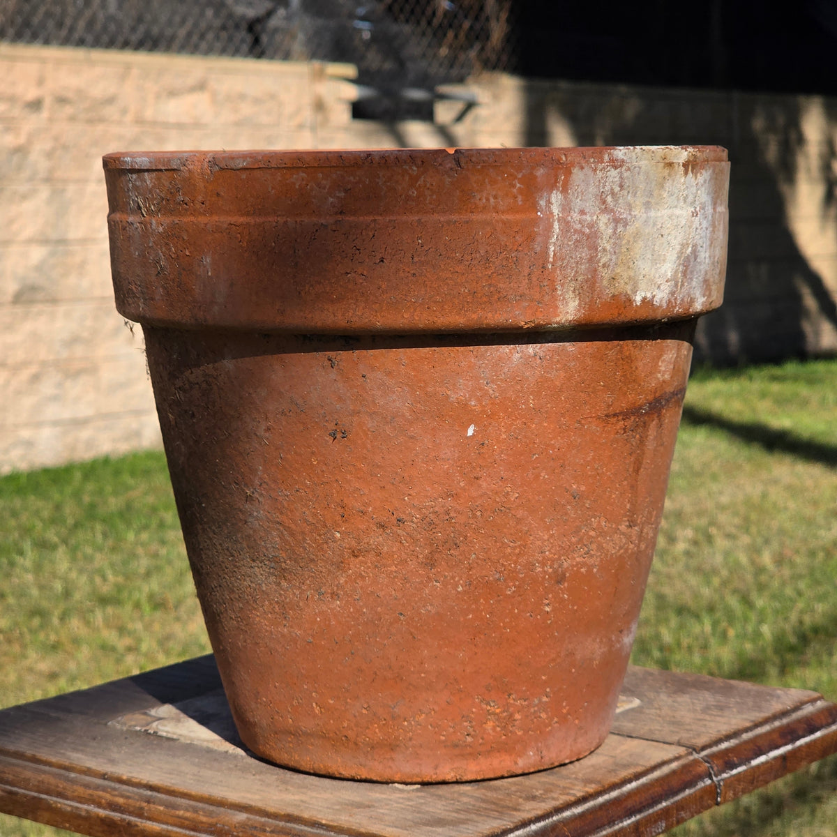 Vintage Terracotta Plant Pot 9" Weathered Clay Planter Garden Flower Aged Heavy