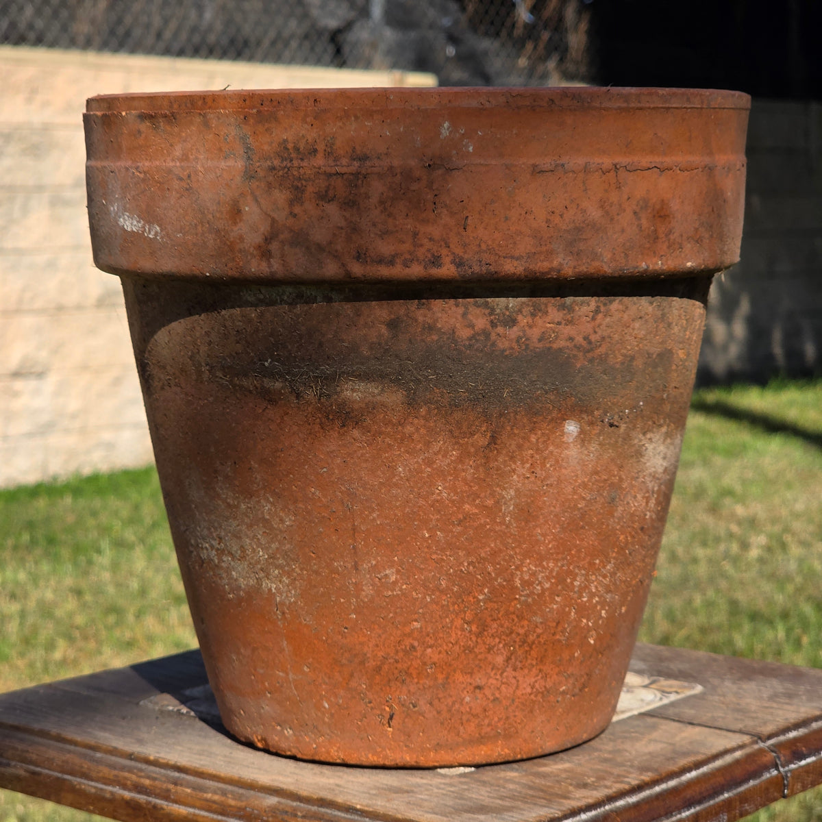 Vintage Terracotta Plant Pot 9" Weathered Clay Planter Garden Flower Aged Heavy