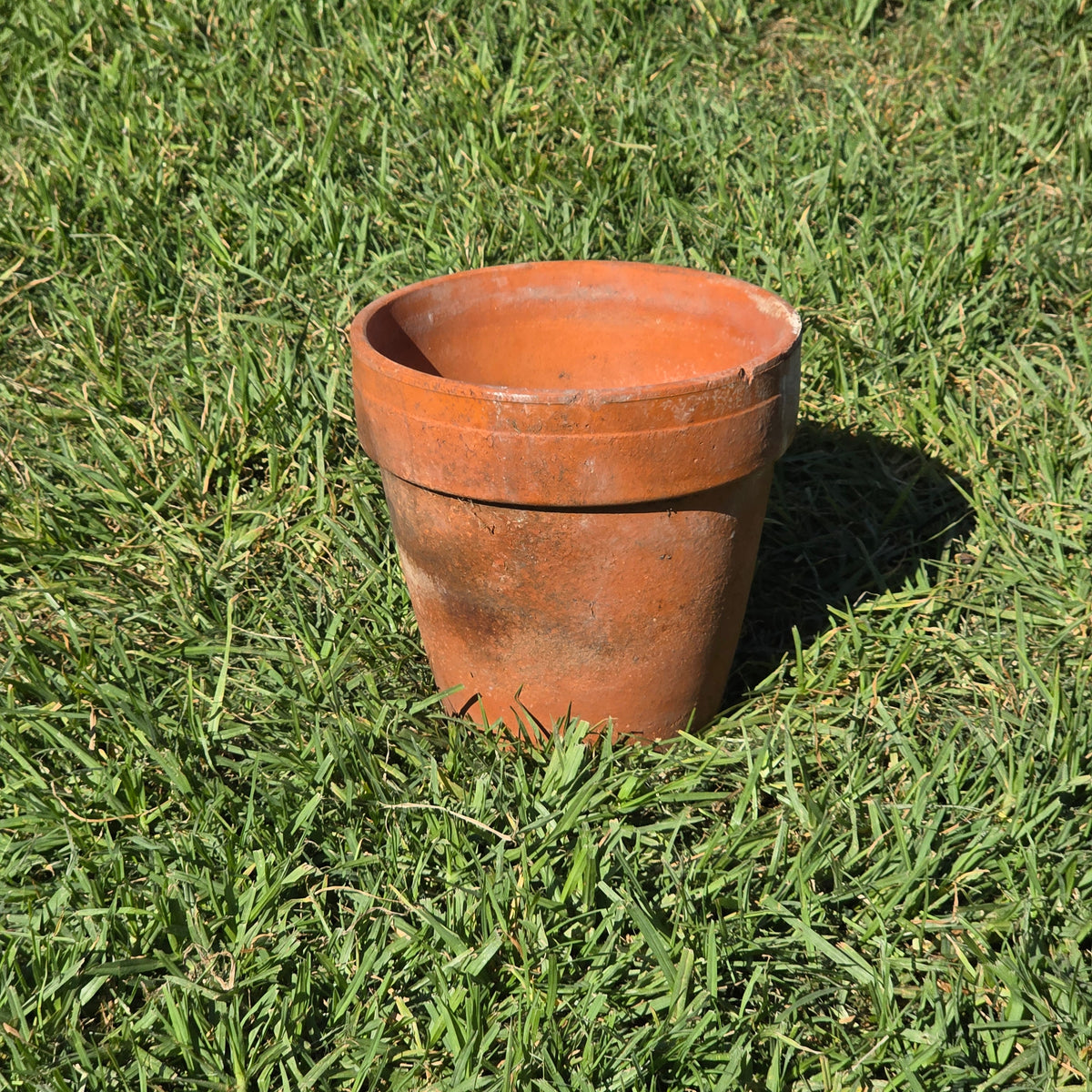 Vintage Terracotta Plant Pot 9" Weathered Clay Planter Garden Flower Aged Heavy