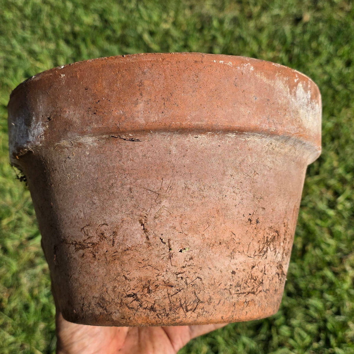 Set of 2 Vintage DeRoma Terracotta Pot 8.5" Italy Clay Planter Garden Aged Pair