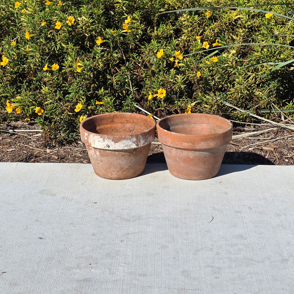 Set of 2 Vintage DeRoma Terracotta Pot 8.5" Italy Clay Planter Garden Aged Pair