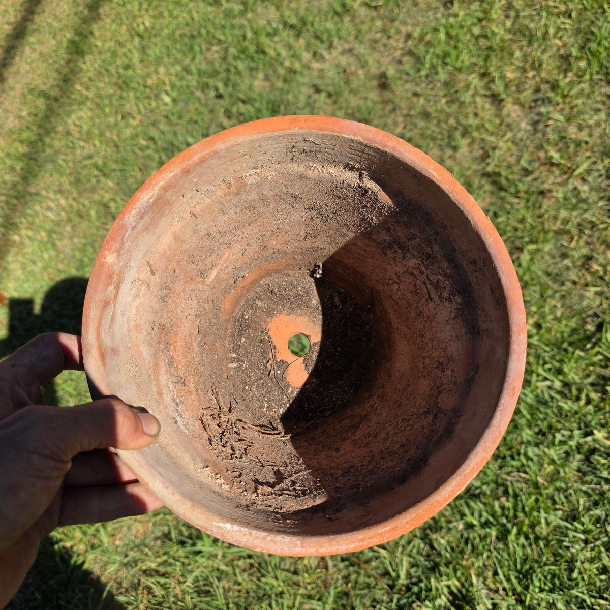 Set of 2 Vintage EV Italy Terracotta Pot 8.75" Clay Planter Garden Aged Pair