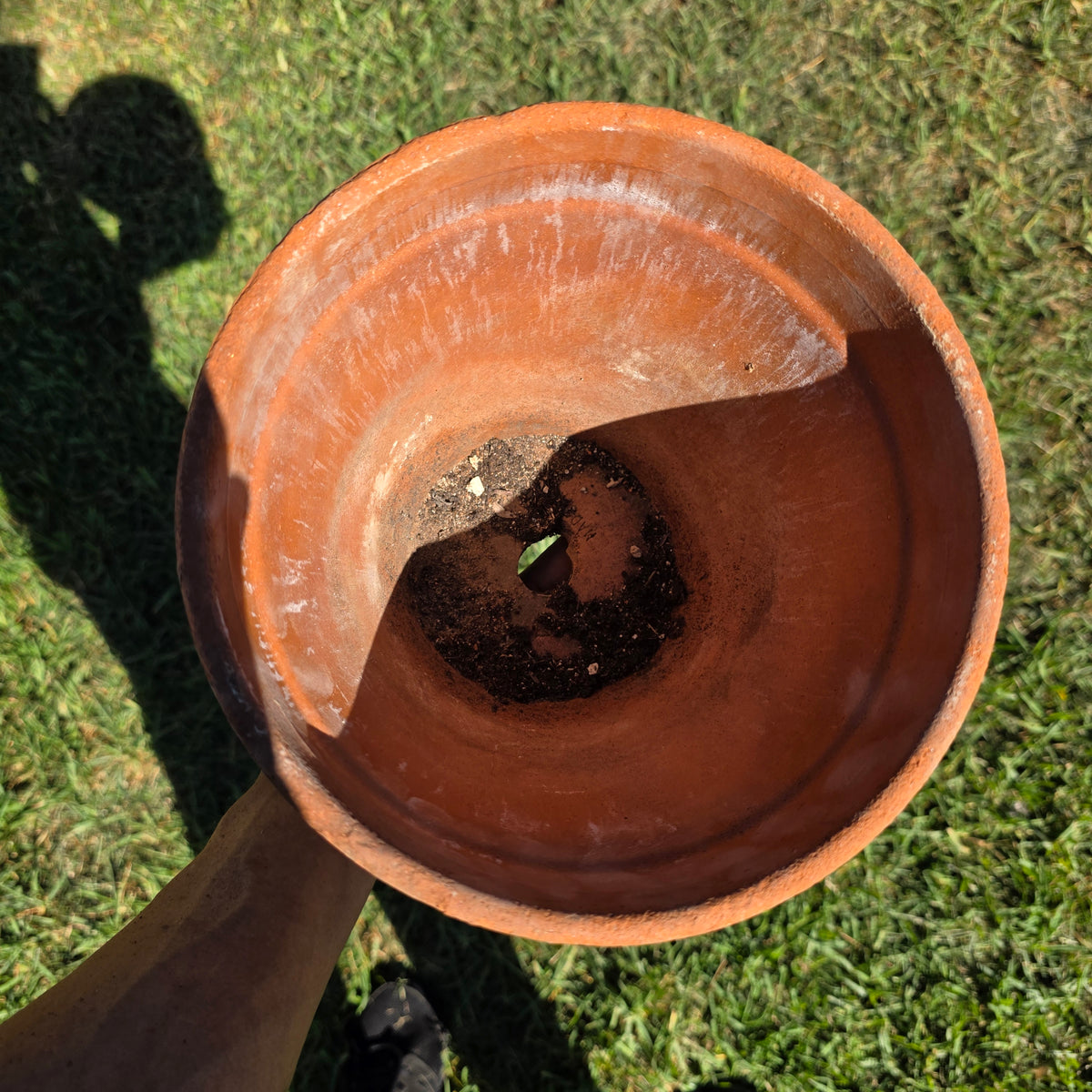 Set of 2 Vintage EV Italy Terracotta Pot 8.75" Clay Planter Garden Aged Pair