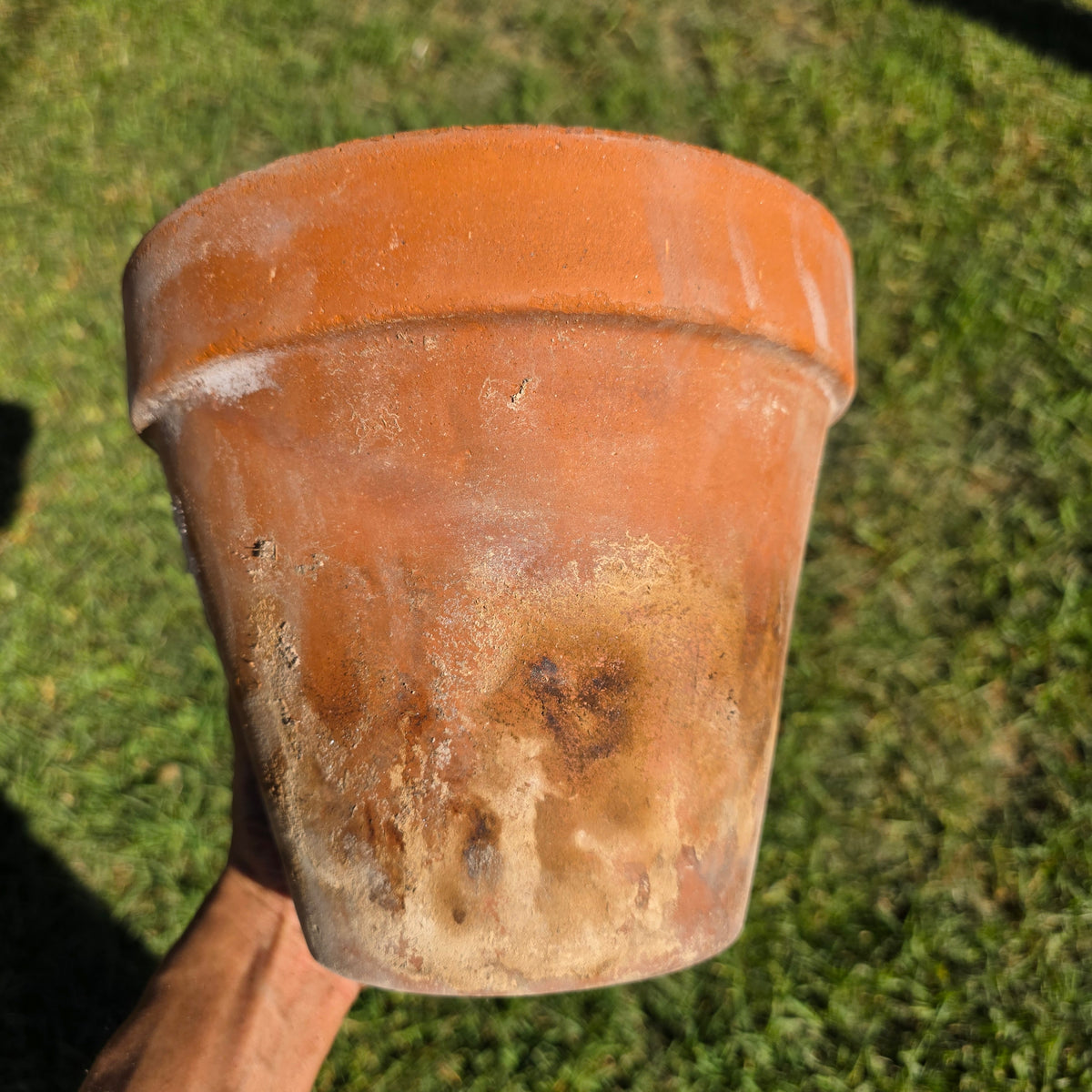Set of 2 Vintage EV Italy Terracotta Pot 8.75" Clay Planter Garden Aged Pair