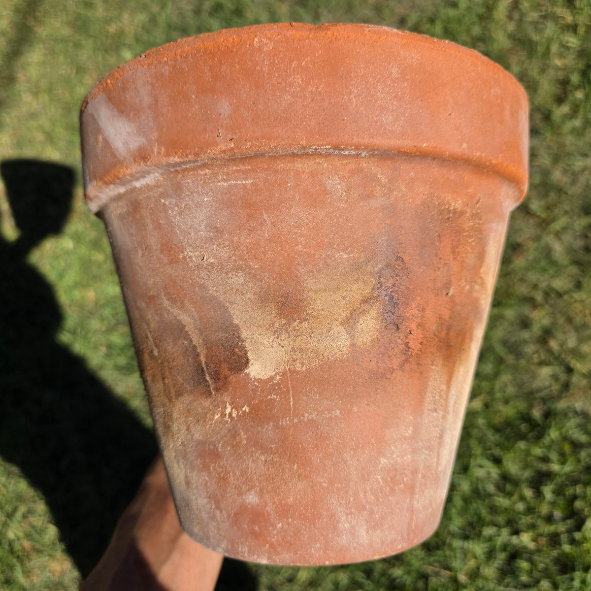 Set of 2 Vintage EV Italy Terracotta Pot 8.75" Clay Planter Garden Aged Pair