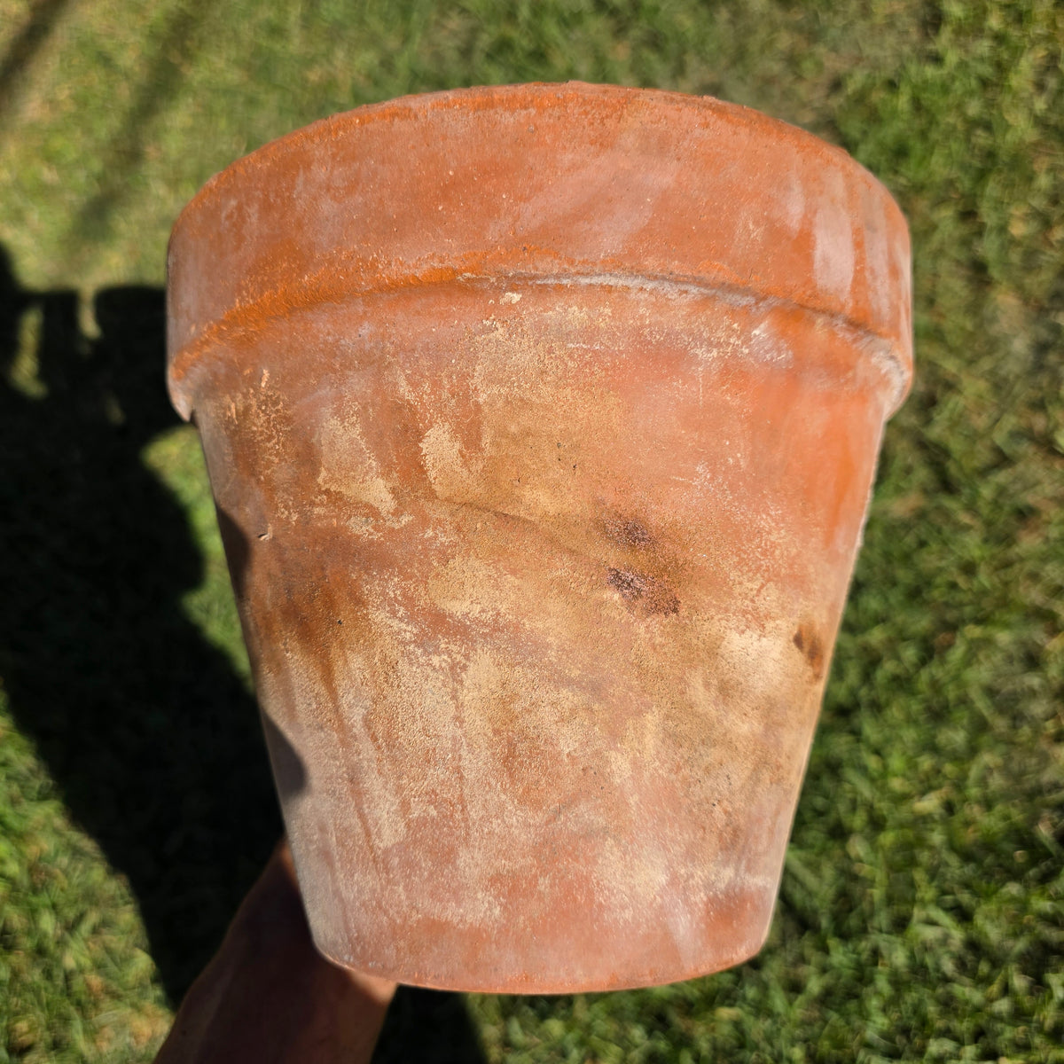 Set of 2 Vintage EV Italy Terracotta Pot 8.75" Clay Planter Garden Aged Pair