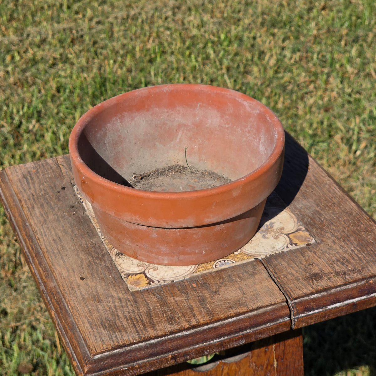 Vtg Terracotta Shallow Bowl Pot 6.5" Clay Planter Succulent Cactus Garden Aged