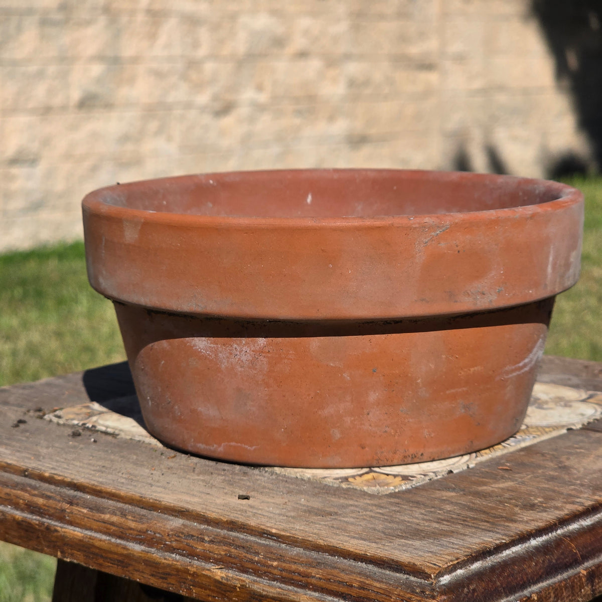 Vtg Terracotta Shallow Bowl Pot 6.5" Clay Planter Succulent Cactus Garden Aged