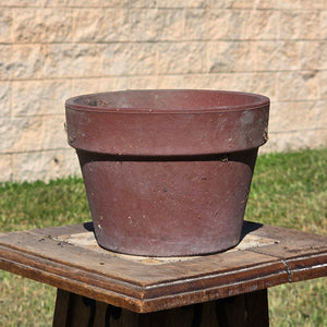 Vtg Terracotta Color Thick Wall Flower Pot Heavy Composite Round Planter Garden