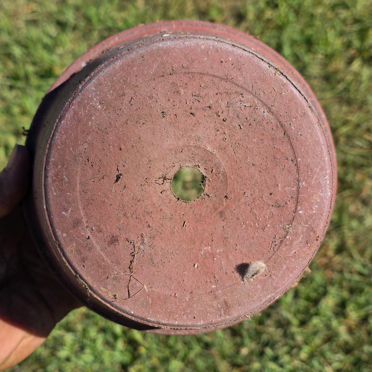 Vtg Terracotta Color Thick Wall Flower Pot Heavy Composite Round Planter Garden
