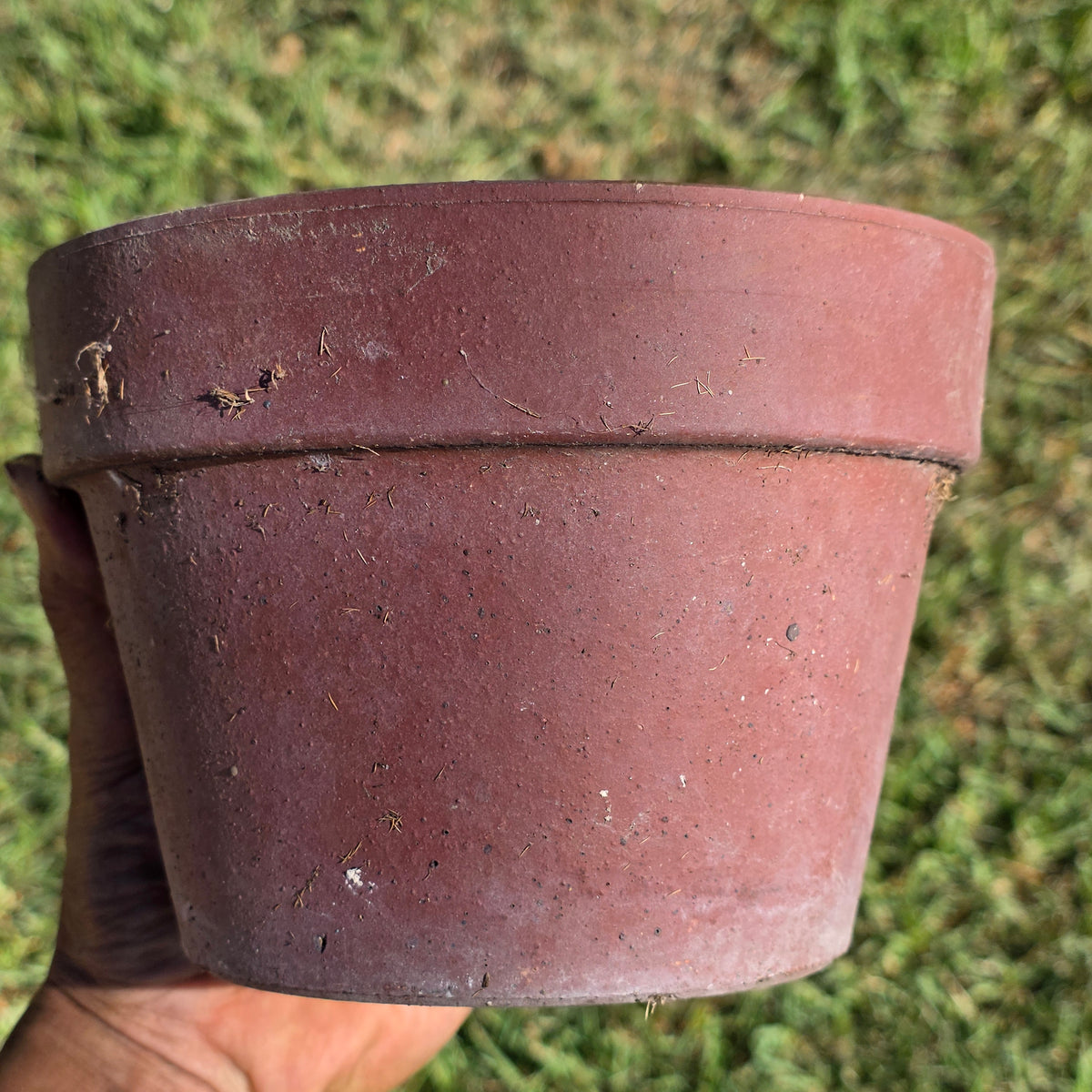 Vtg Terracotta Color Thick Wall Flower Pot Heavy Composite Round Planter Garden