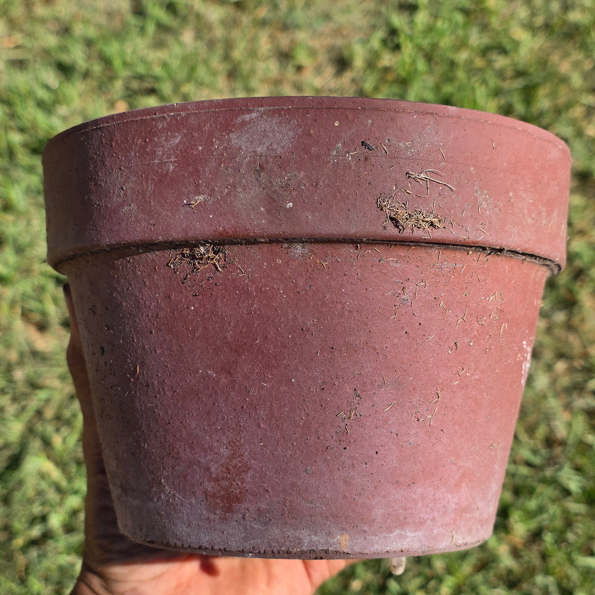 Vtg Terracotta Color Thick Wall Flower Pot Heavy Composite Round Planter Garden