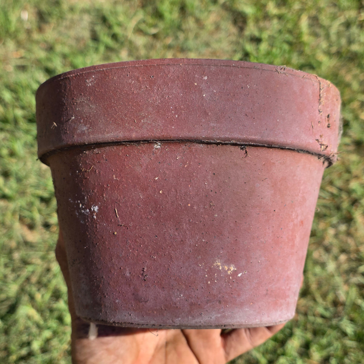 Vtg Terracotta Color Thick Wall Flower Pot Heavy Composite Round Planter Garden