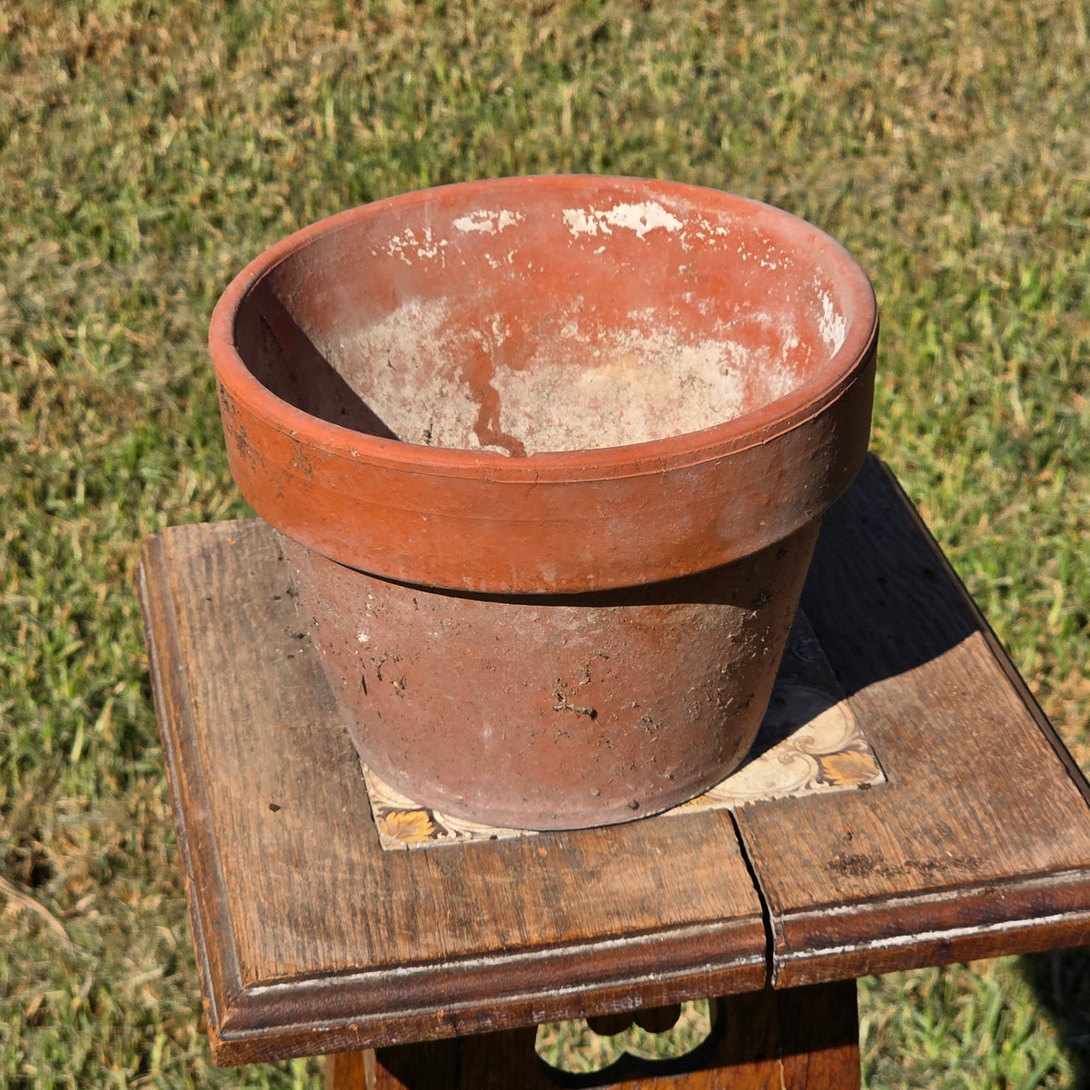 Vtg Terracotta Color Thick Round Flower Pot Heavy Composite Planter Garden 7.5"