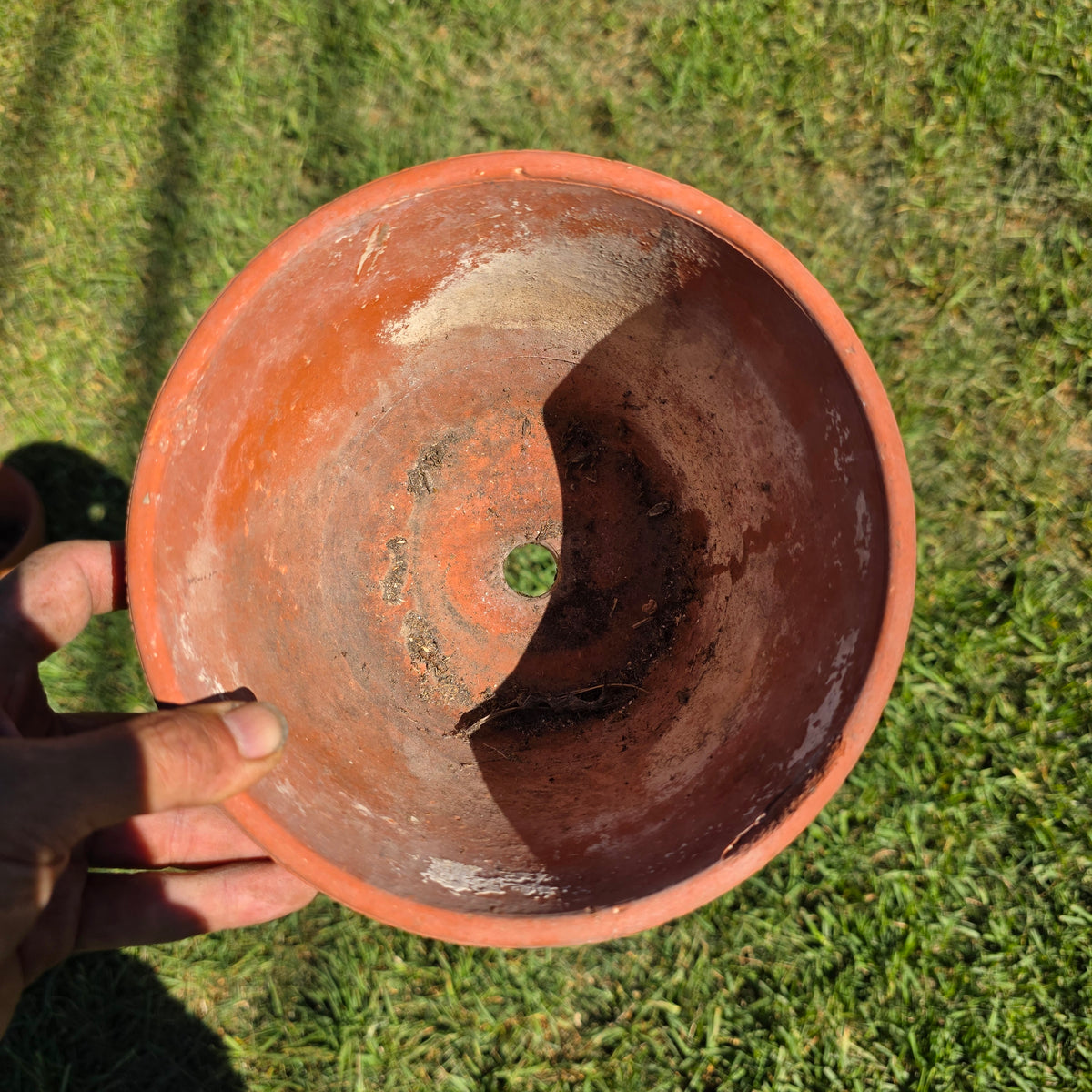 Vtg Terracotta Color Thick Round Flower Pot Heavy Composite Planter Garden 7.5"