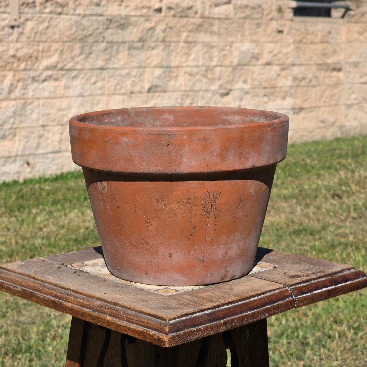 Vtg Vaserie Trevigiane Terracotta Flower Pot Italy Signed Round Planter 21 8"