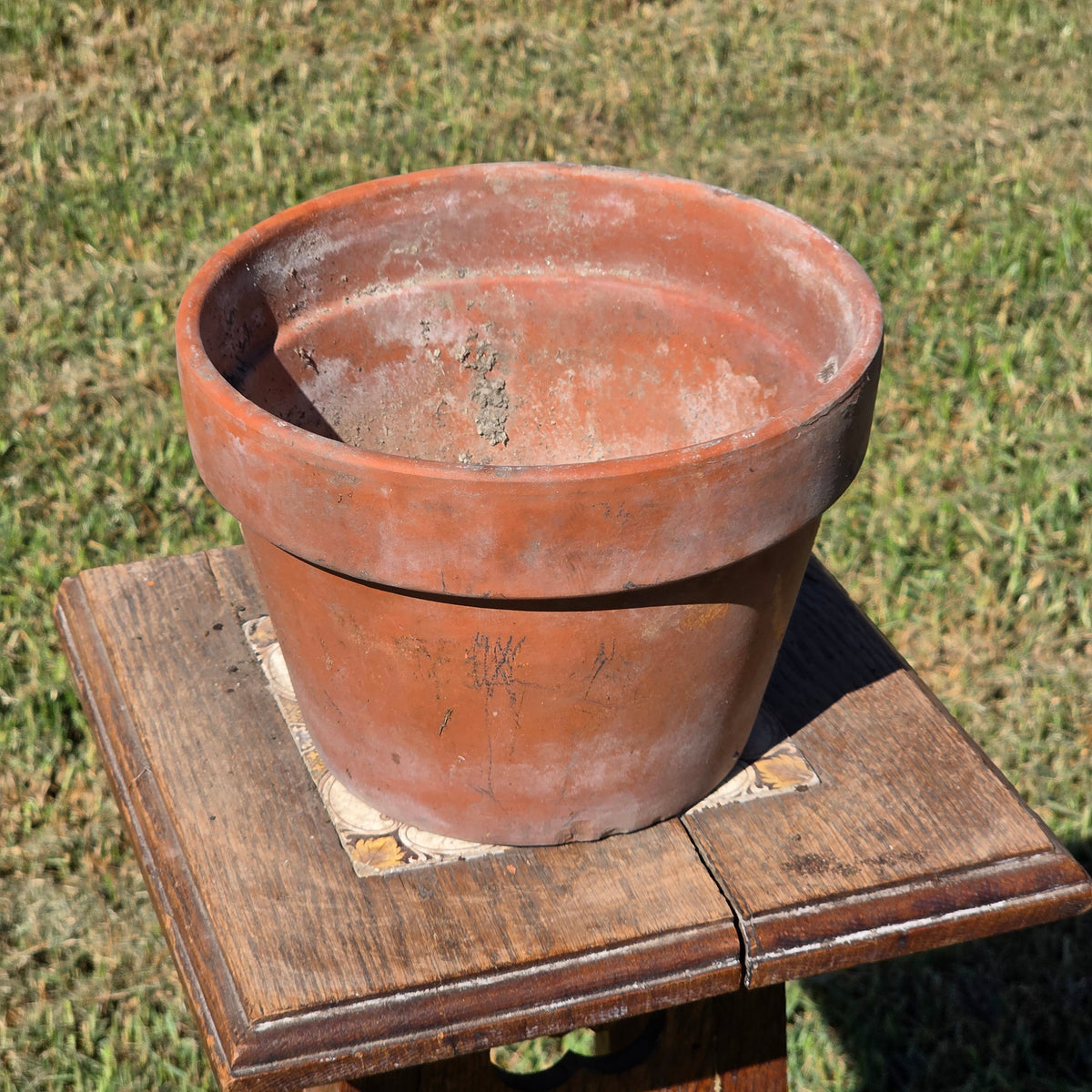 Vtg Vaserie Trevigiane Terracotta Flower Pot Italy Signed Round Planter 21 8"