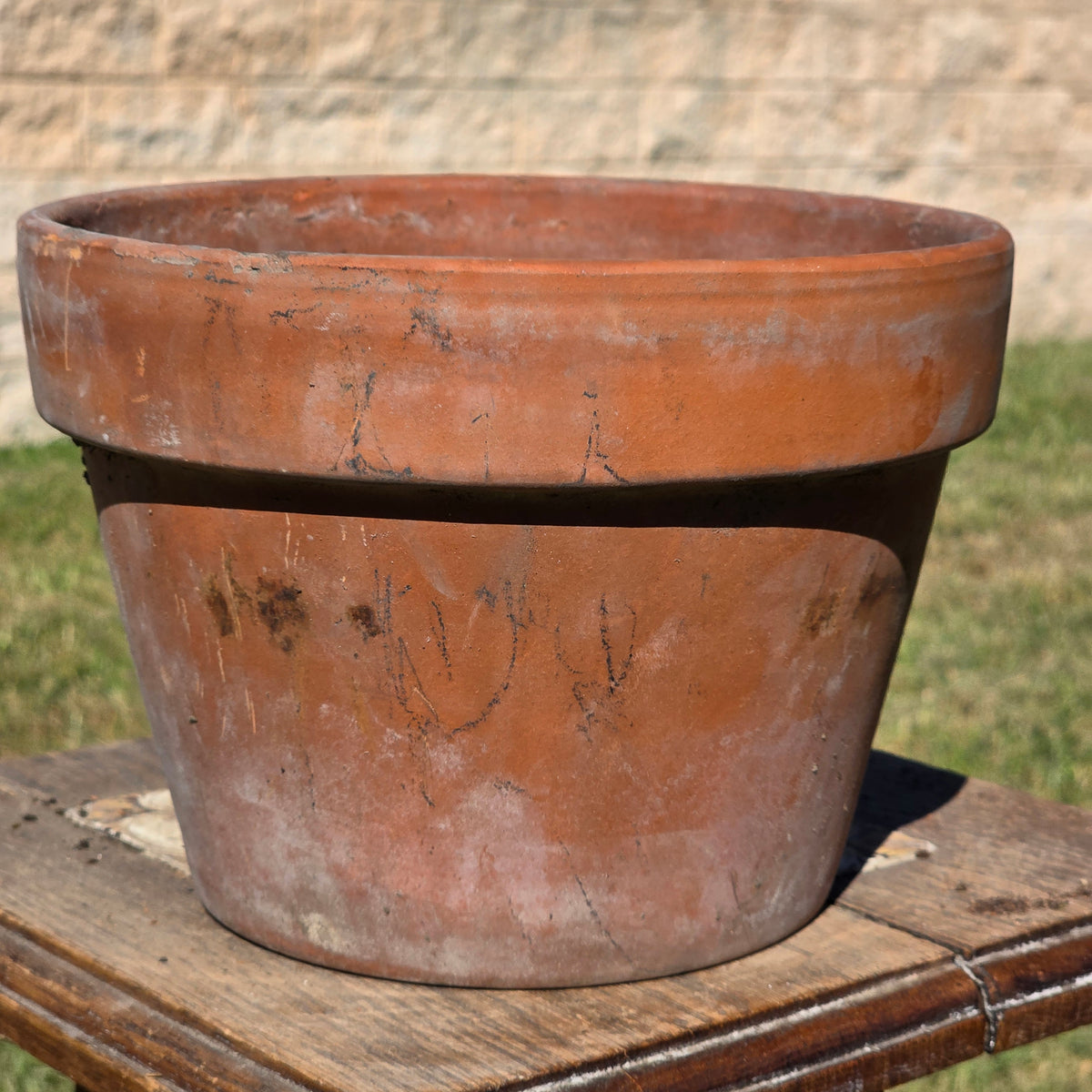 Vtg Vaserie Trevigiane Terracotta Flower Pot Italy Signed Round Planter 21 8"