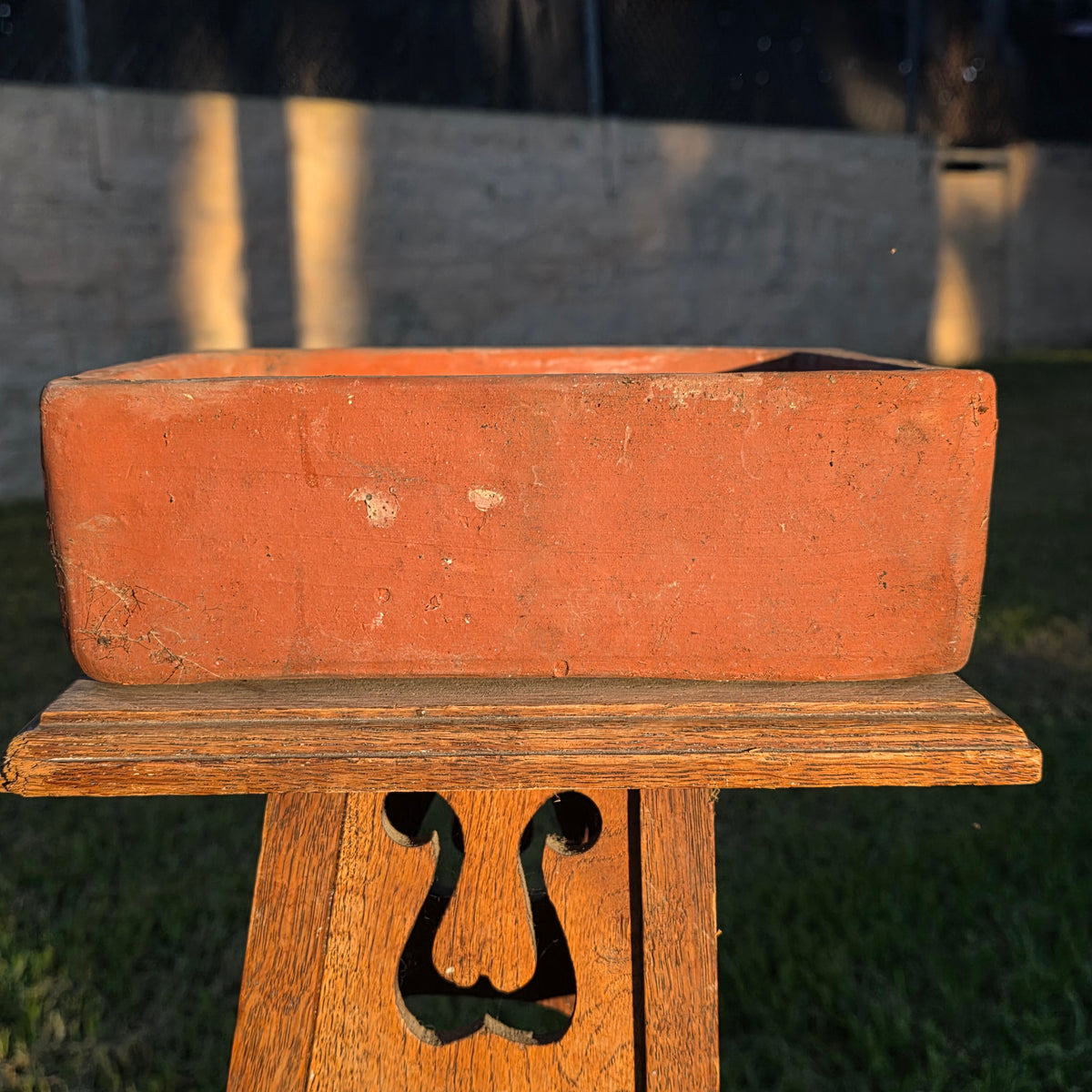 Vtg Terracotta Bonsai Pot Square Clay Planter Hand Tree Maker Mark Garden 10"