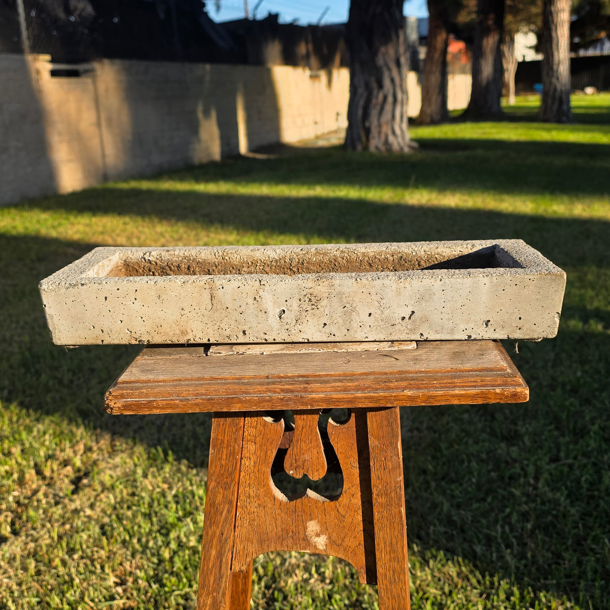 Vintage Concrete Trough Planter Set Brutalist Cement Succulent Pot Rectangular