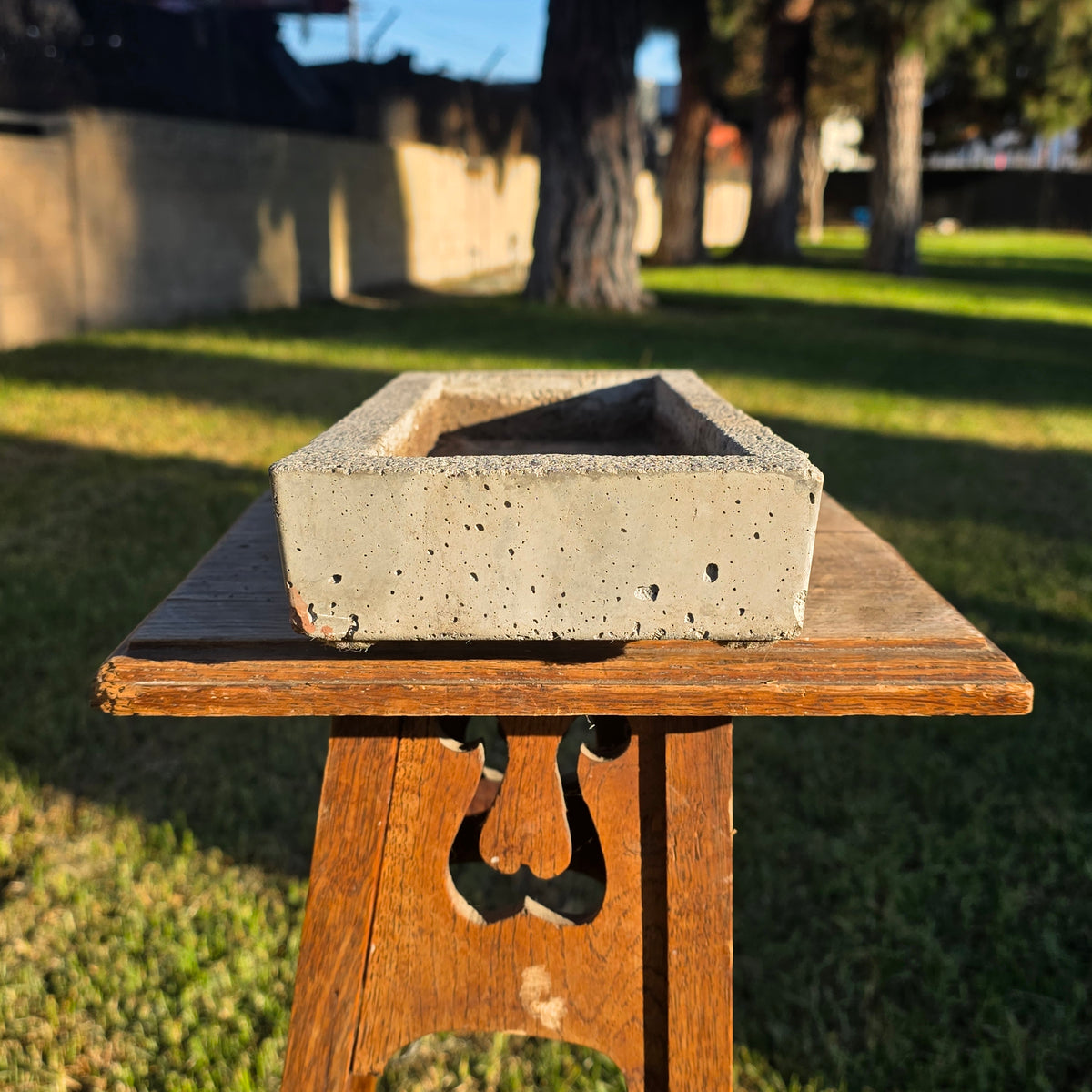 Vintage Concrete Trough Planter Set Brutalist Cement Succulent Pot Rectangular