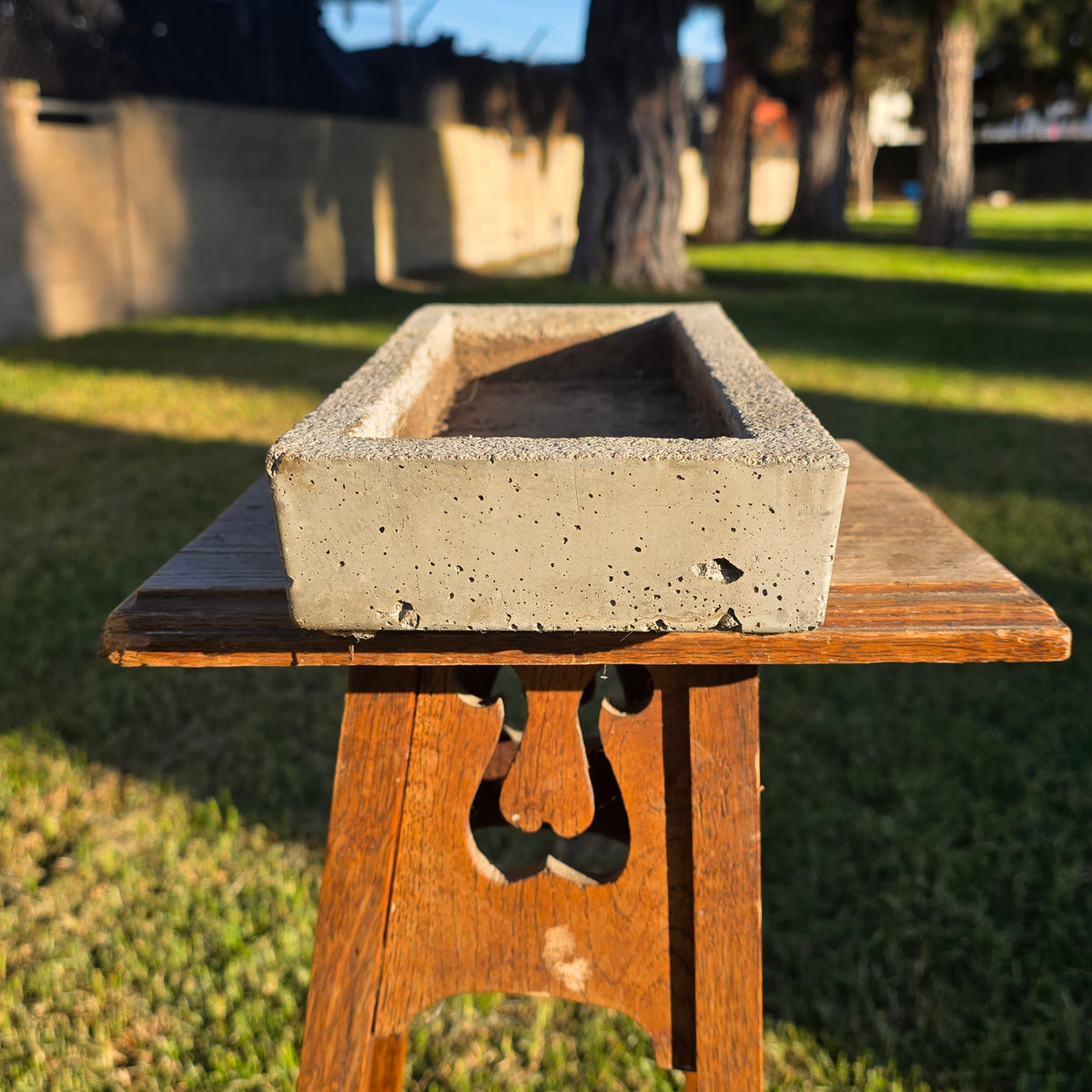 Vintage Concrete Trough Planter Set Brutalist Cement Succulent Pot Rectangular