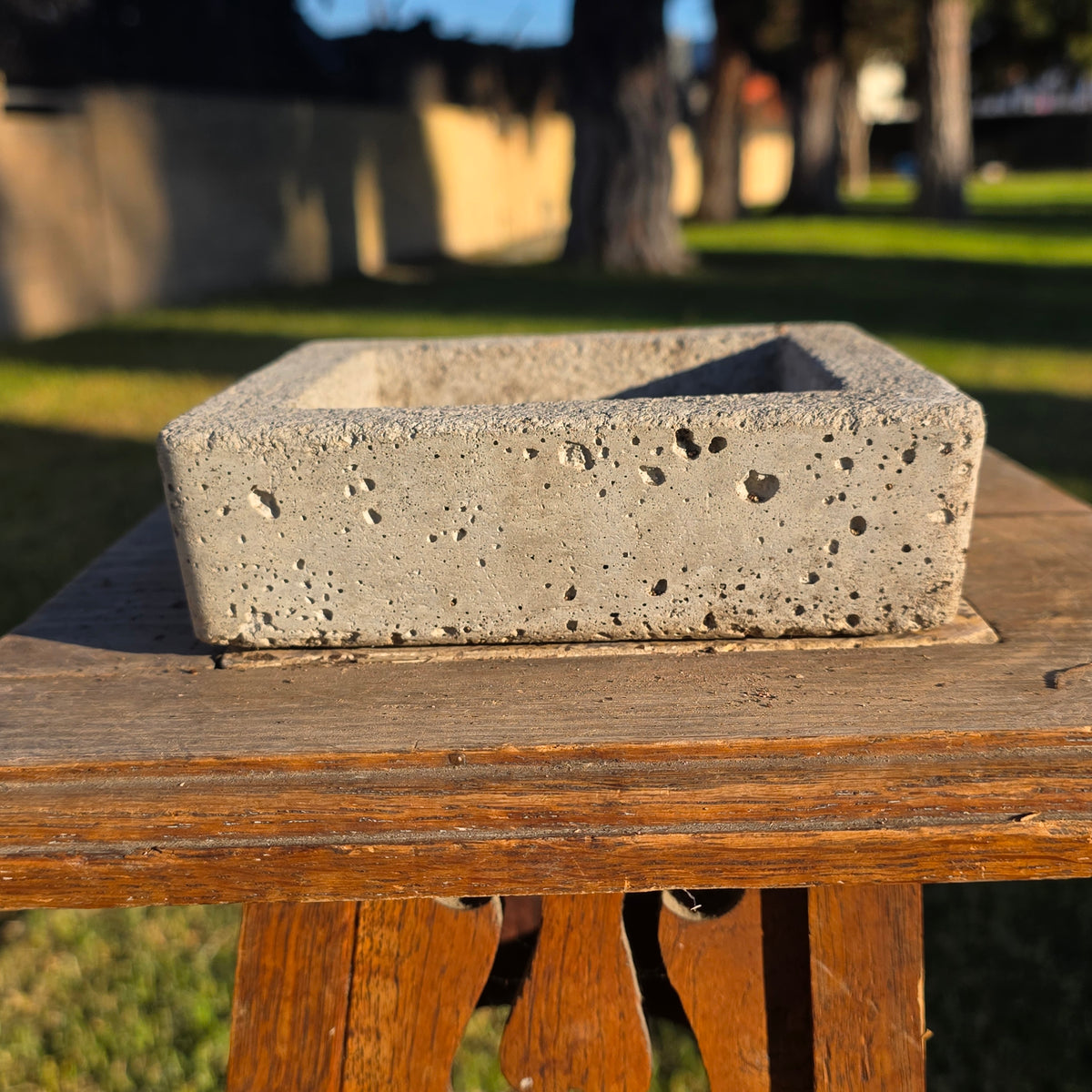 Vintage Concrete Trough Planter Set Brutalist Cement Succulent Pot Rectangular