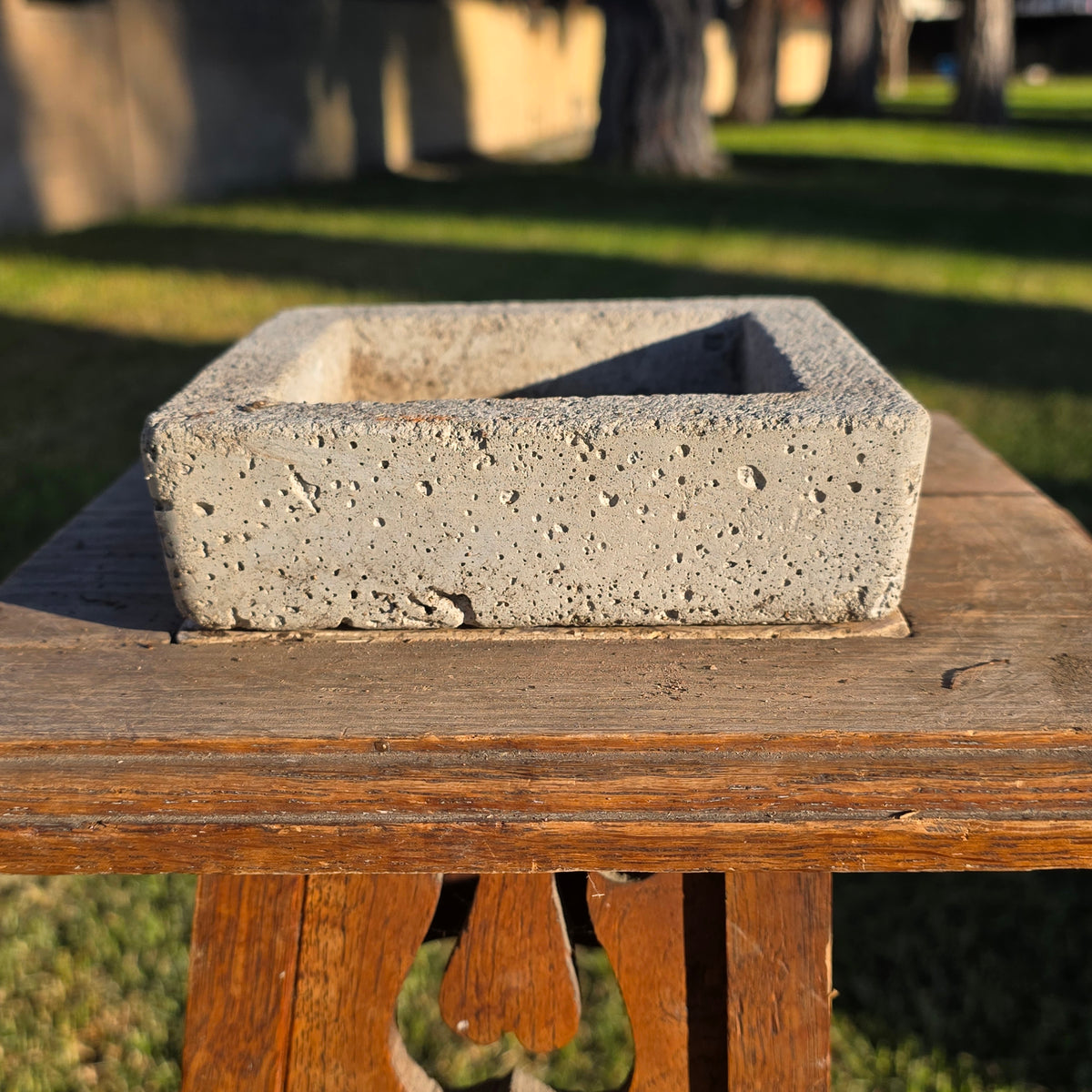 Vintage Concrete Trough Planter Set Brutalist Cement Succulent Pot Rectangular