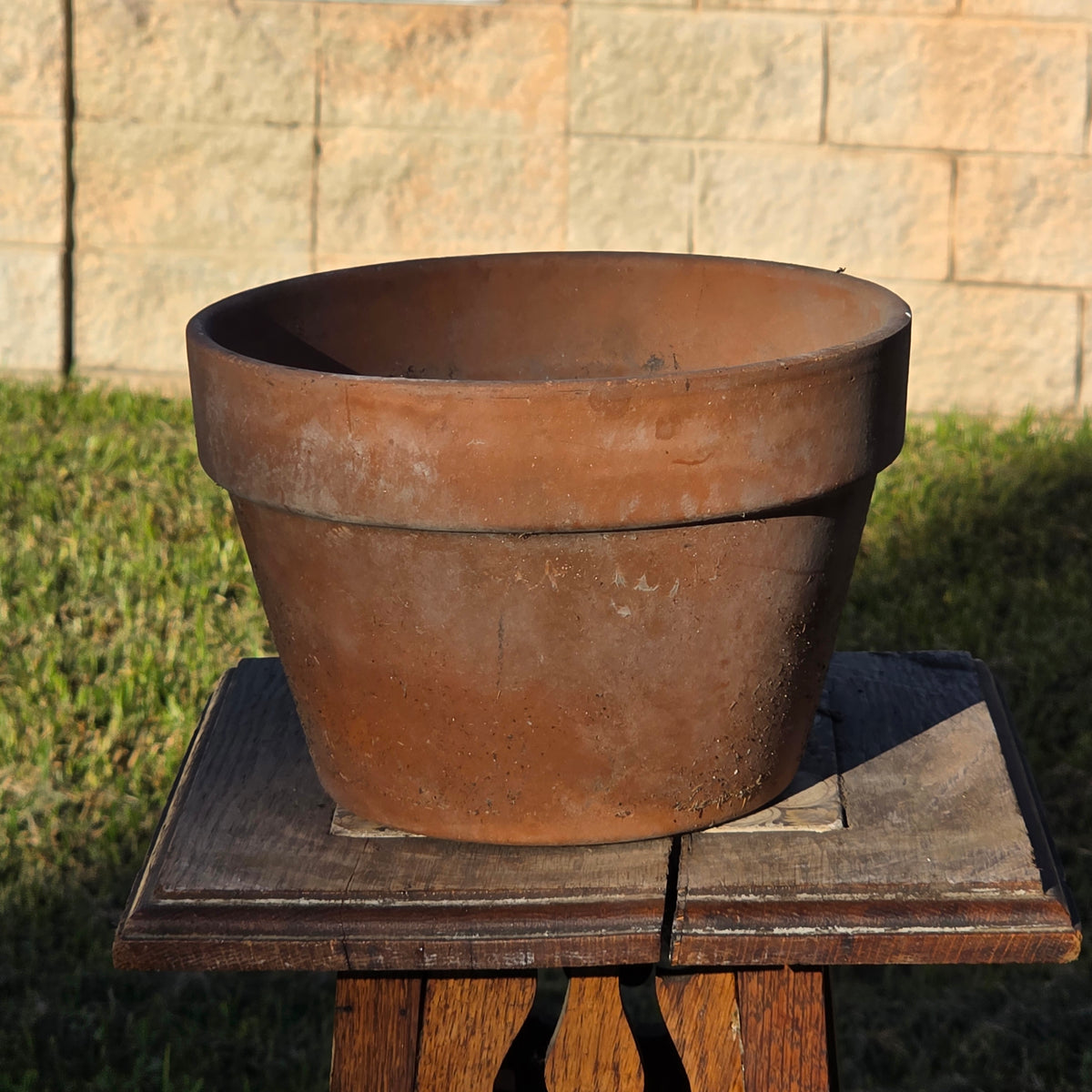 Vtg Terracotta Azalea Pot Flat Rim Clay Planter Semi Shallow Squat Garden 8.5x6