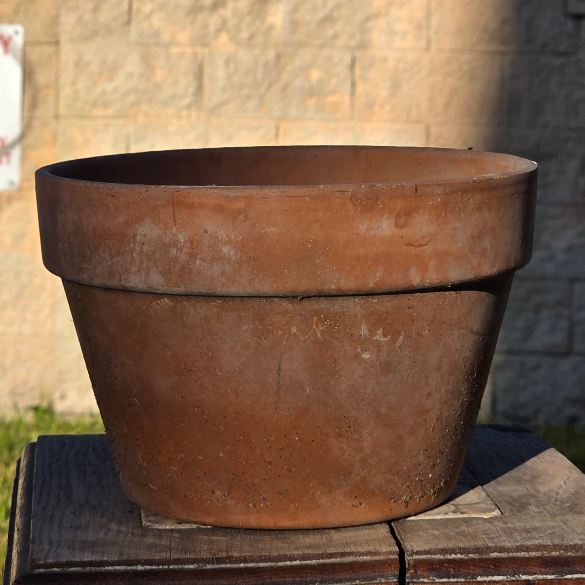 Vtg Terracotta Azalea Pot Flat Rim Clay Planter Semi Shallow Squat Garden 8.5x6