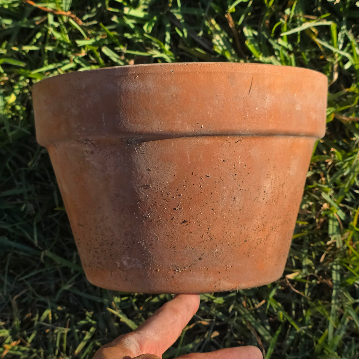 Vtg Terracotta Azalea Pot Flat Rim Clay Planter Semi Shallow Squat Garden 8.5x6