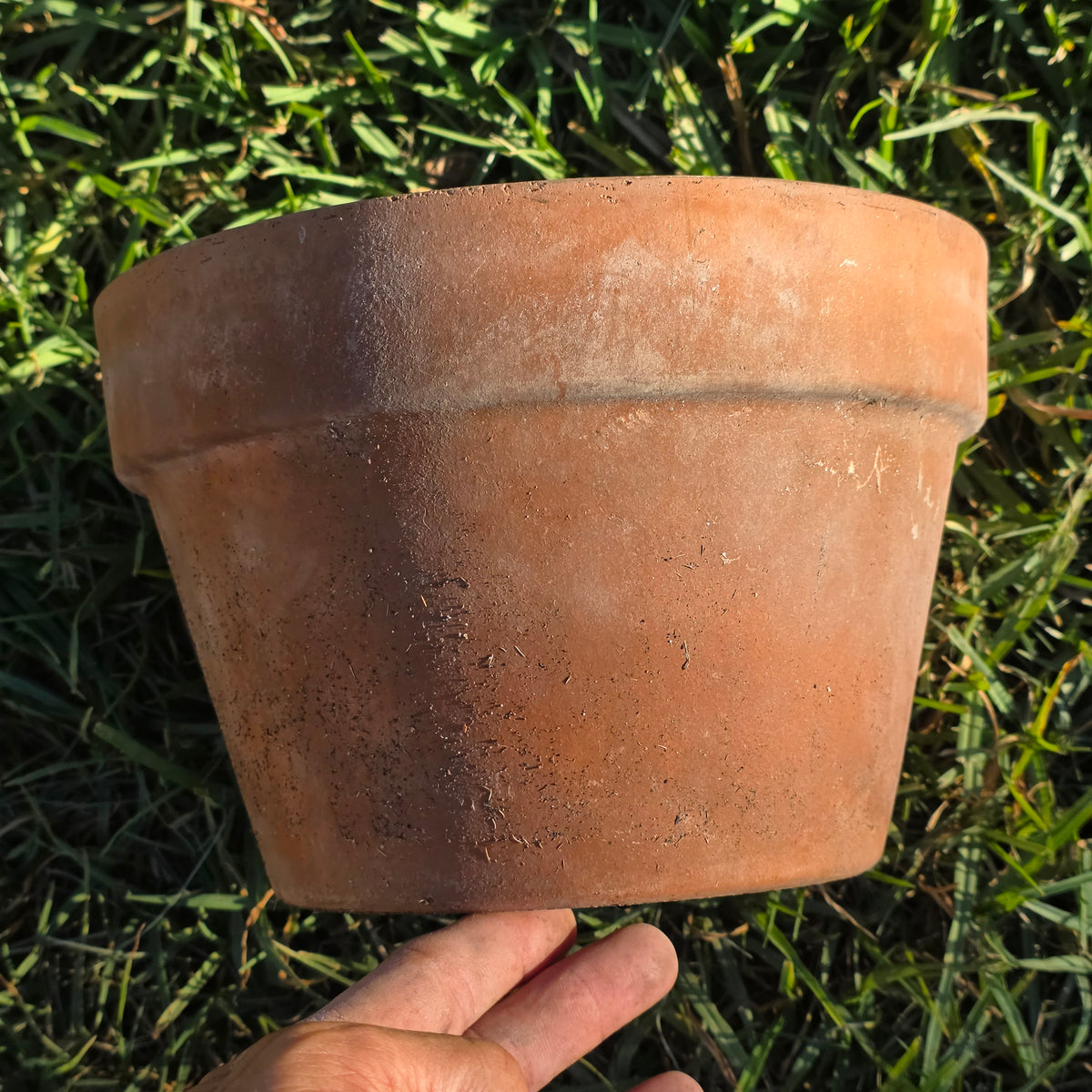 Vtg Terracotta Azalea Pot Flat Rim Clay Planter Semi Shallow Squat Garden 8.5x6