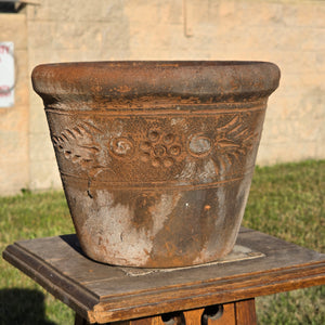 Vintage Mexican Terracotta Planter Pot Rustic Clay Flower Swag 10" x 8" Mid Size