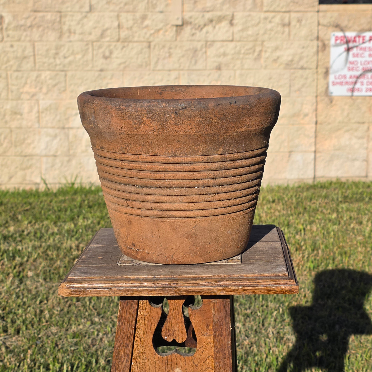 Vintage Italian Style Terracotta Ribbed Planter 10" Clay Garden Flower Pot Heavy
