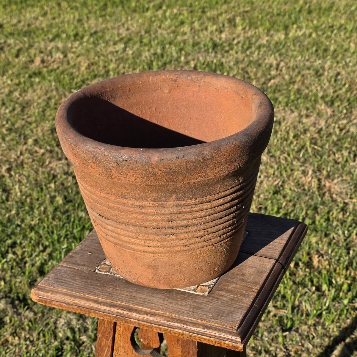 Vintage Italian Style Terracotta Ribbed Planter 10" Clay Garden Flower Pot Heavy