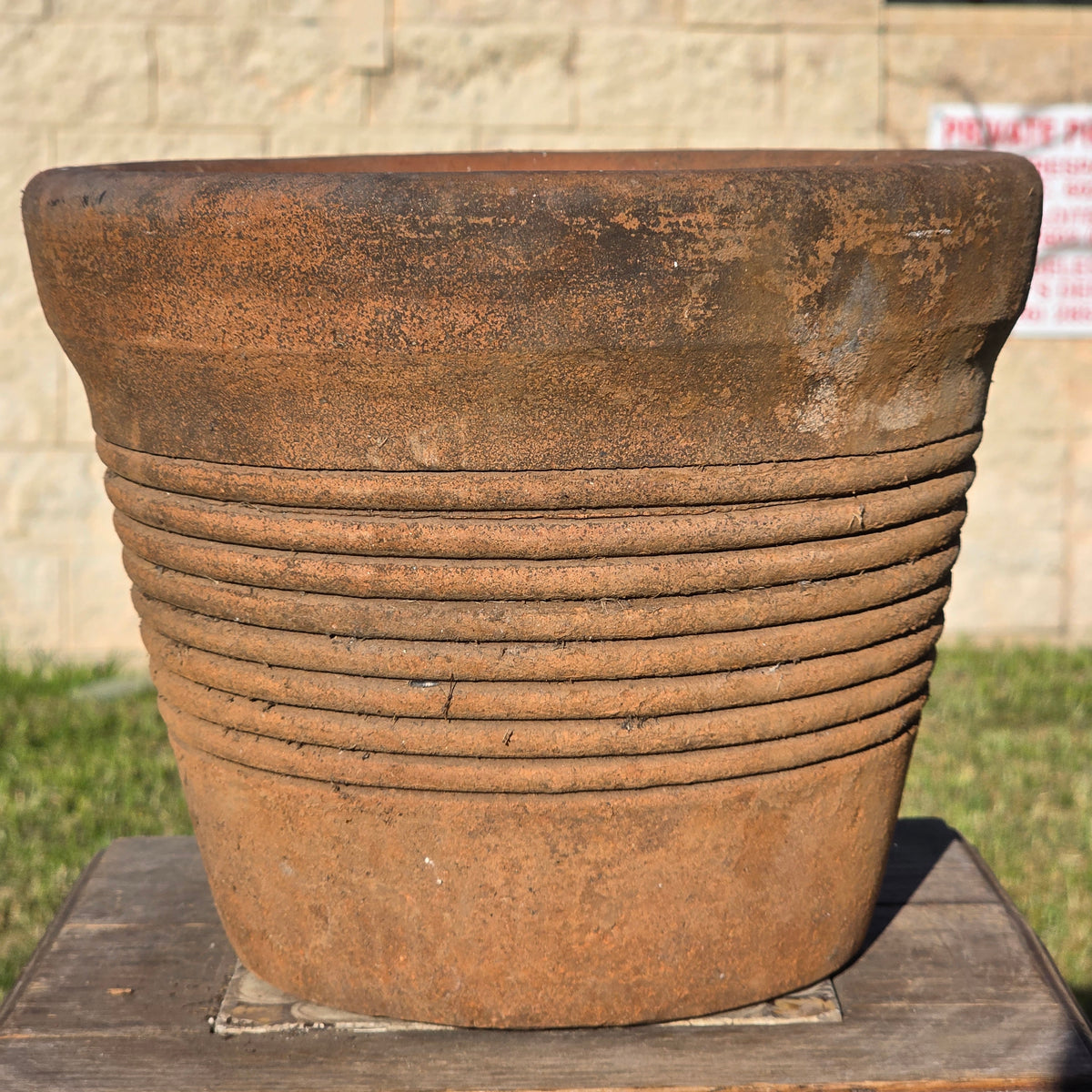 Vintage Italian Style Terracotta Ribbed Planter 10" Clay Garden Flower Pot Heavy