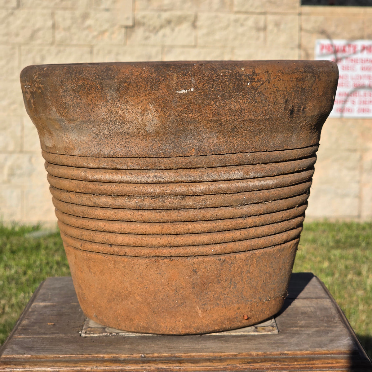 Vintage Italian Style Terracotta Ribbed Planter 10" Clay Garden Flower Pot Heavy