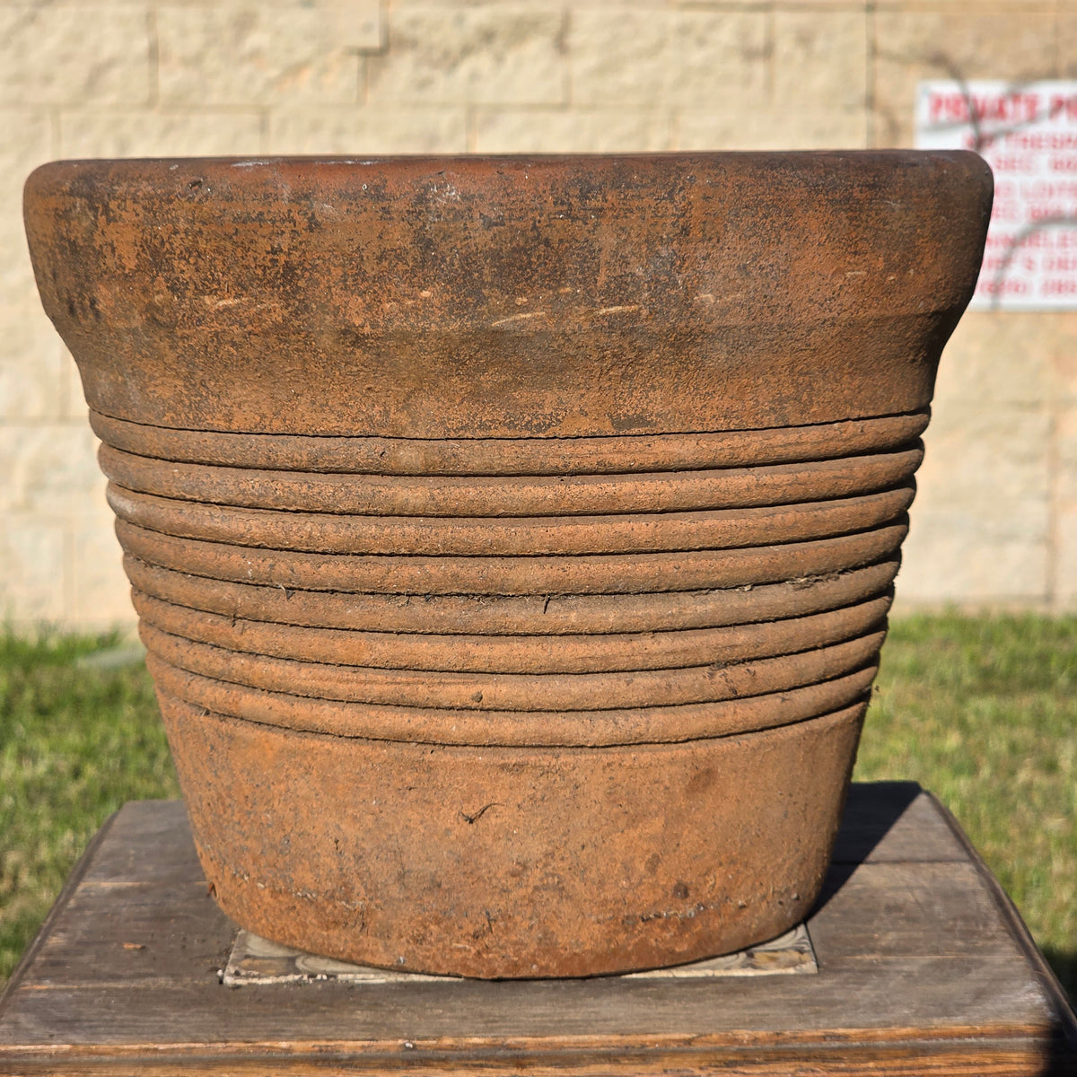 Vintage Italian Style Terracotta Ribbed Planter 10" Clay Garden Flower Pot Heavy