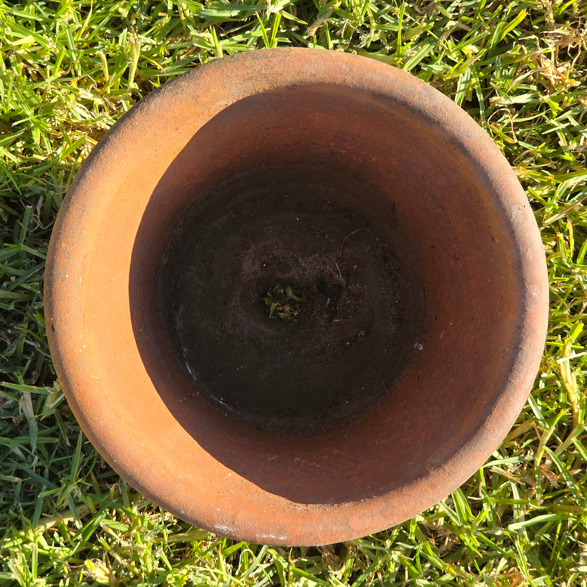 Vintage Italian Style Terracotta Ribbed Planter 10" Clay Garden Flower Pot Heavy