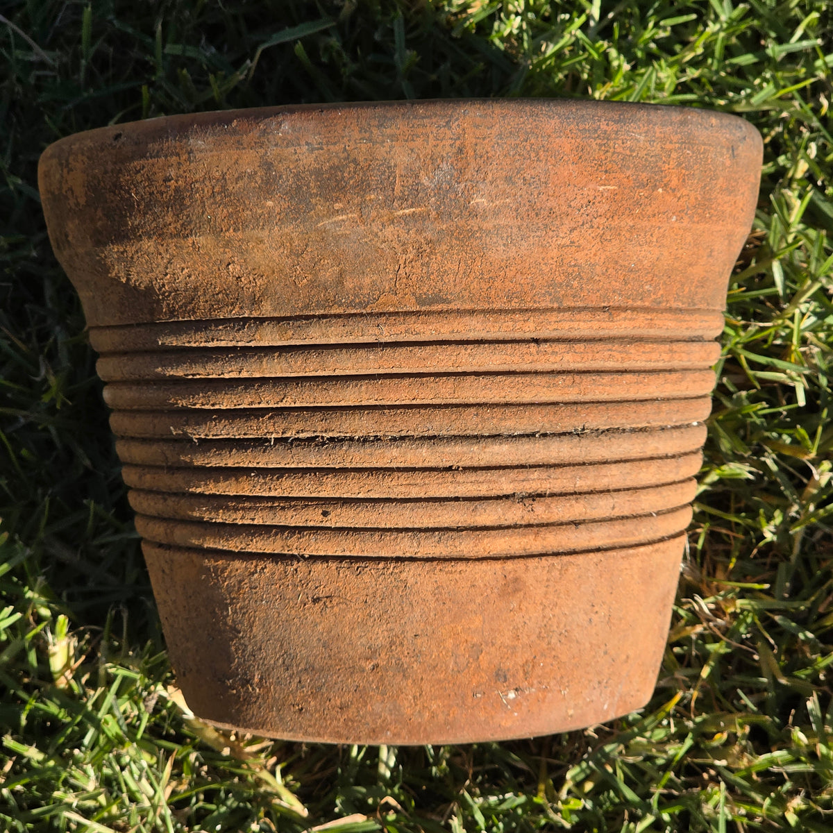 Vintage Italian Style Terracotta Ribbed Planter 10" Clay Garden Flower Pot Heavy