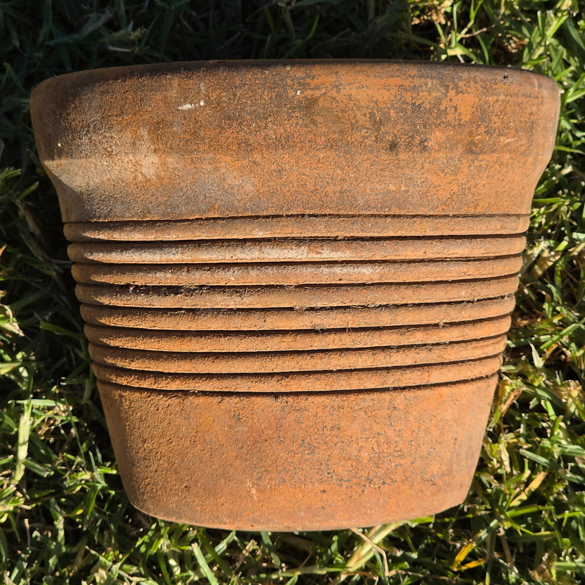 Vintage Italian Style Terracotta Ribbed Planter 10" Clay Garden Flower Pot Heavy