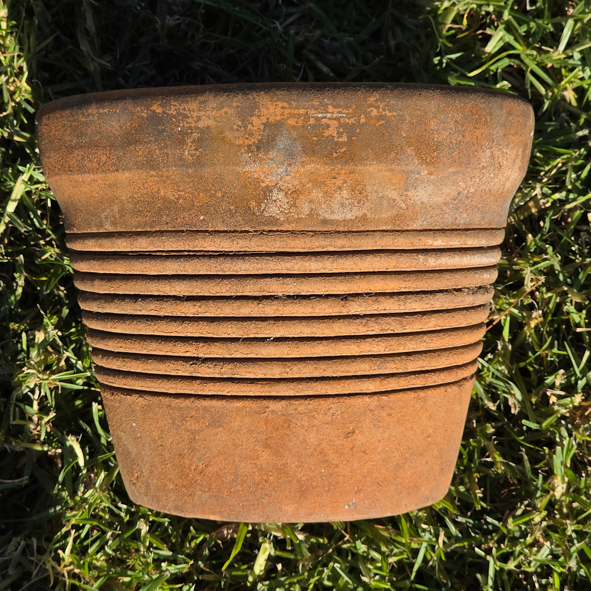 Vintage Italian Style Terracotta Ribbed Planter 10" Clay Garden Flower Pot Heavy