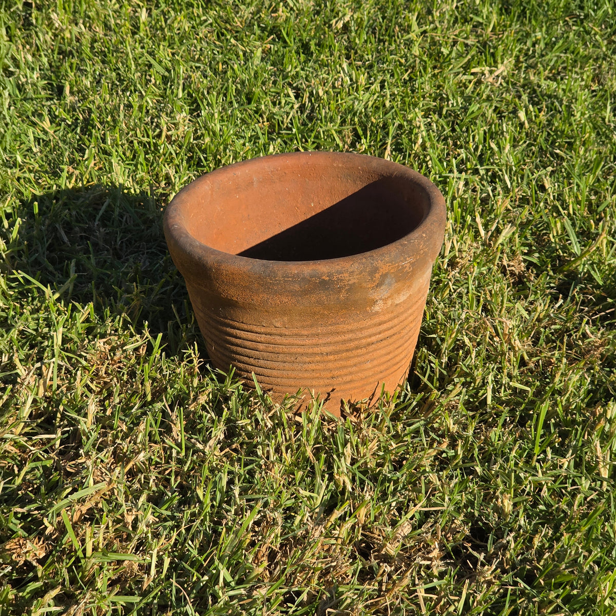 Vintage Italian Style Terracotta Ribbed Planter 10" Clay Garden Flower Pot Heavy