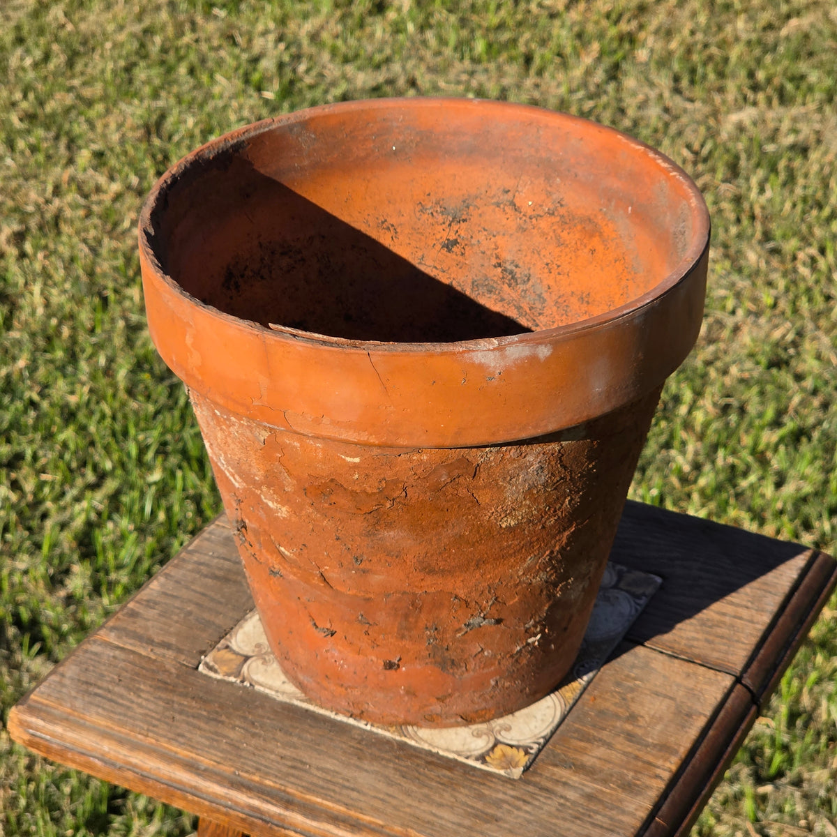 Vintage Heavily Weathered Terracotta Planter Pot Rustic Clay Garden Flower 9x8